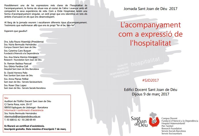 Programa de la Jornada "L'acompanyament com a expressió de l'hospitalitat"