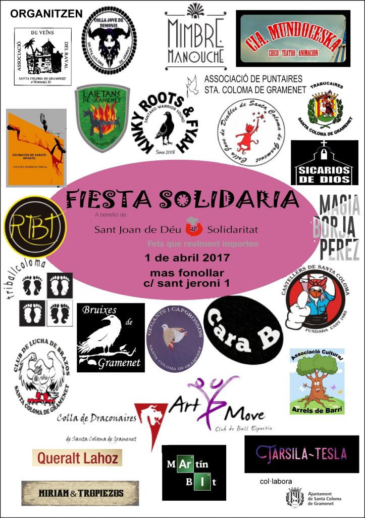 Cartell de la Festa solidària a benefici de Sant Joan de Déu.