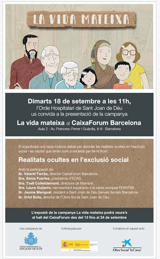 Cartell de la invitació a la presentació de la campanya La vida mateixa