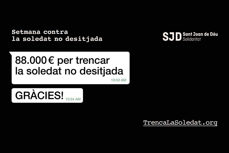 Cartell que dona les gràcies pels 88.000 € captats